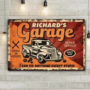 Dad's Garage Retro Vintage Personalized Premium Canvas