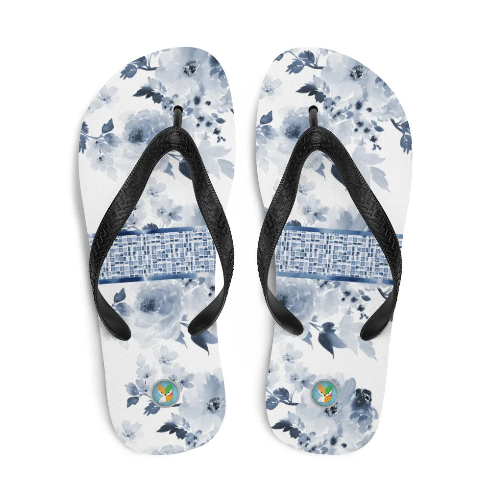 Dark Blue Watercolor - Flip-Flops