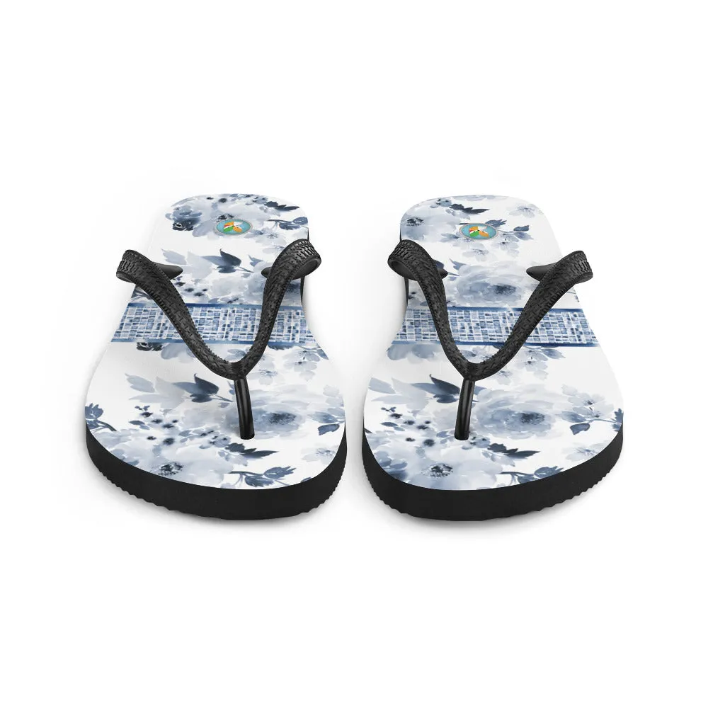 Dark Blue Watercolor - Flip-Flops