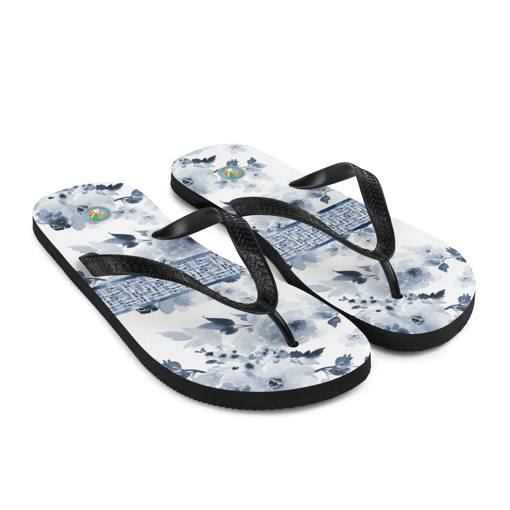 Dark Blue Watercolor - Flip-Flops