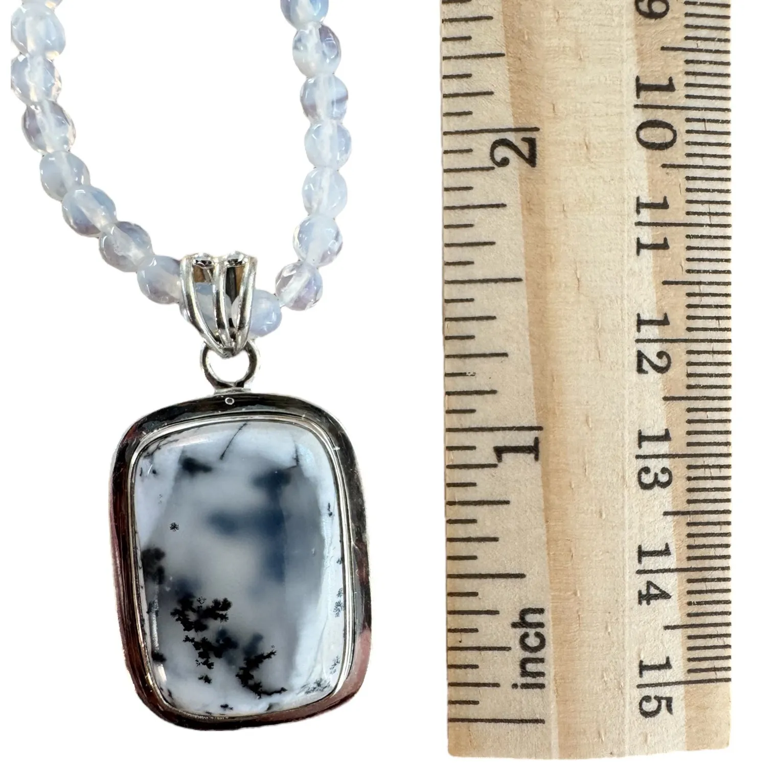 Dendritic Opal Solid 925 Sterling Silver Pendant Necklace