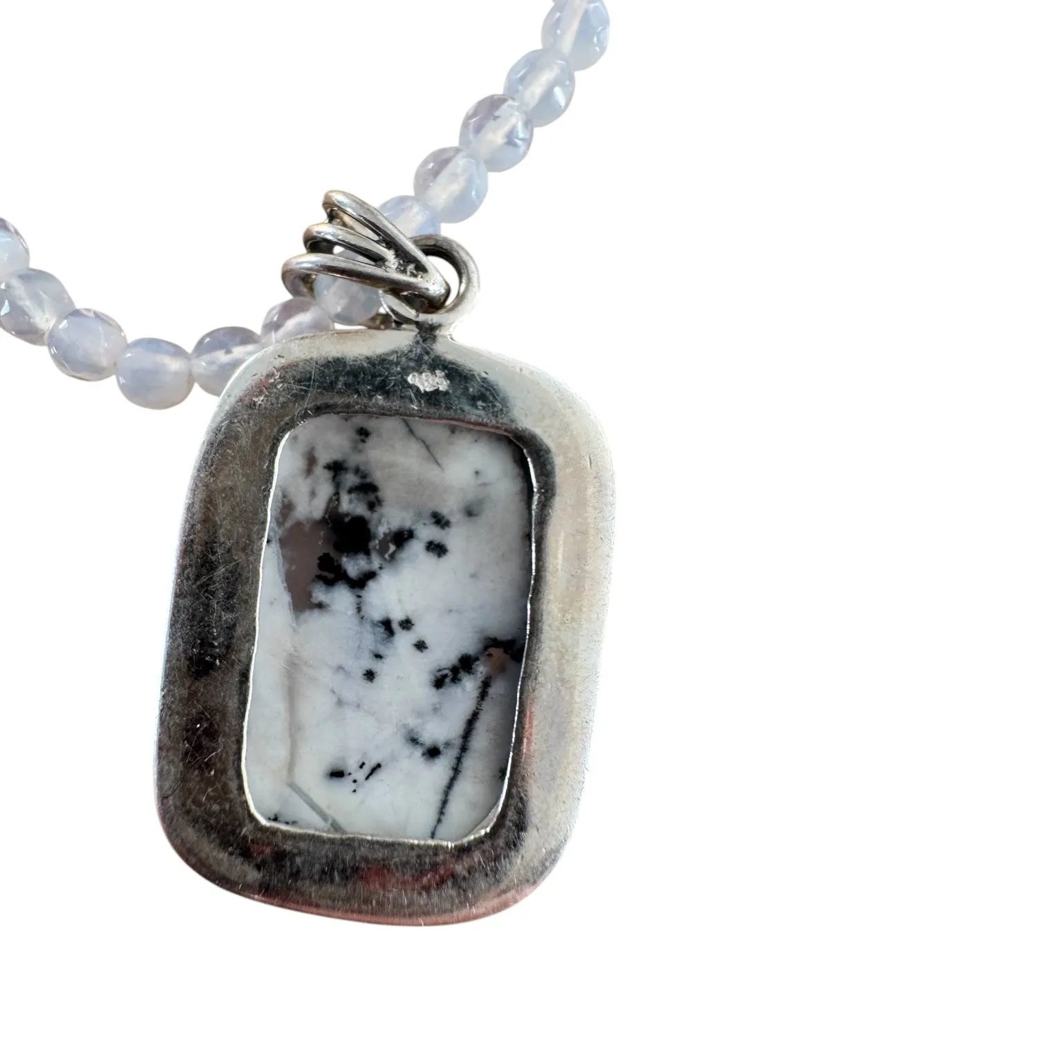 Dendritic Opal Solid 925 Sterling Silver Pendant Necklace