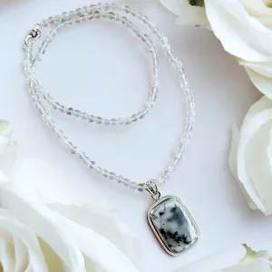 Dendritic Opal Solid 925 Sterling Silver Pendant Necklace