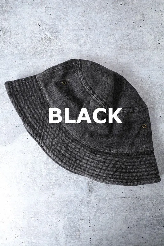 Denim Bucket Hat- Black