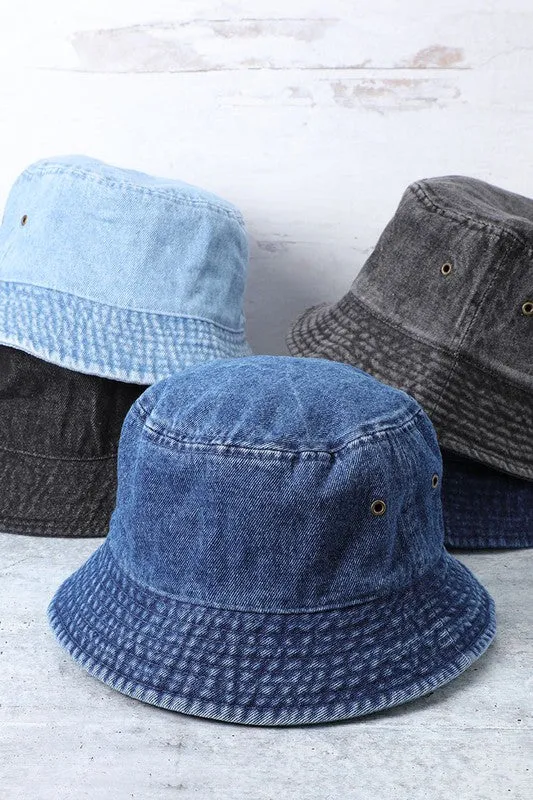 Denim Bucket Hat- Black