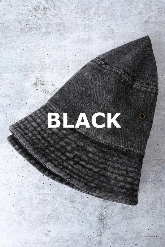 Denim Bucket Hat- Black