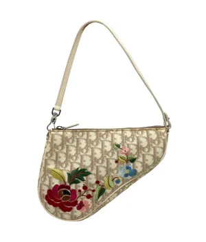 Dior Beige Mini Embroidered Saddle Bag