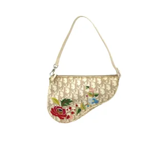 Dior Beige Mini Embroidered Saddle Bag