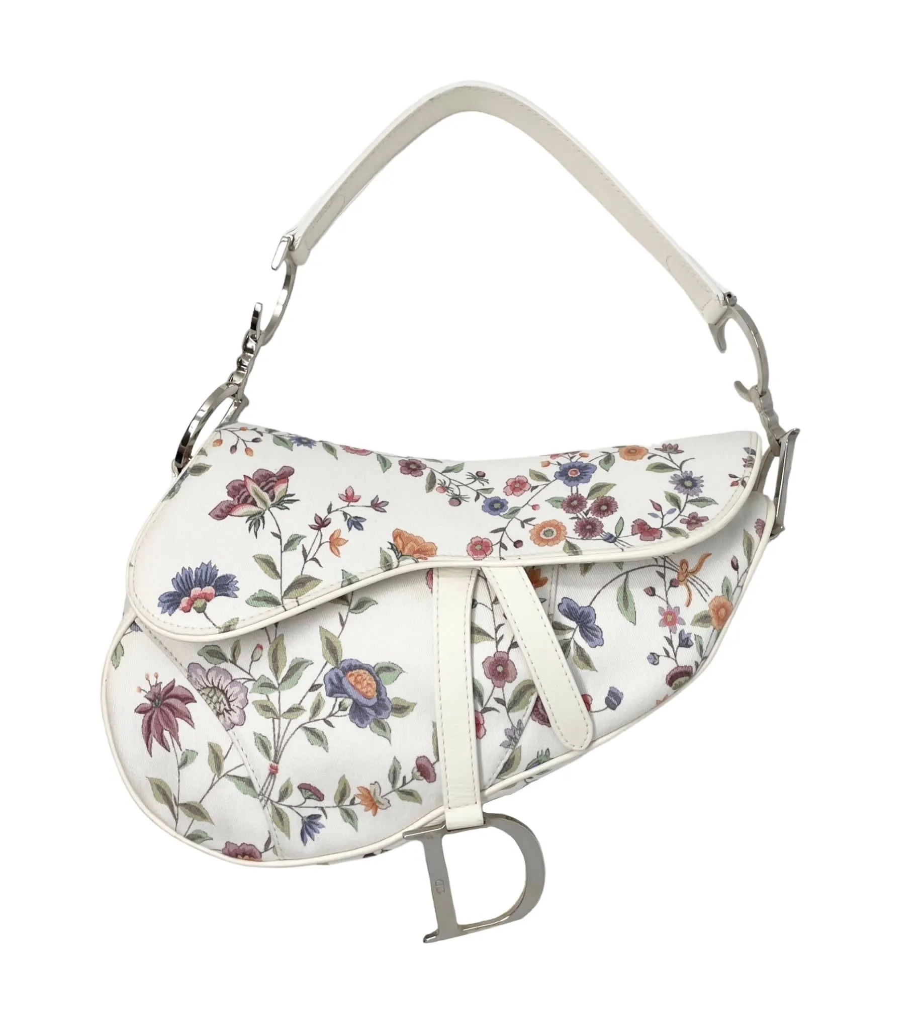 Dior White Floral Saddle Bag