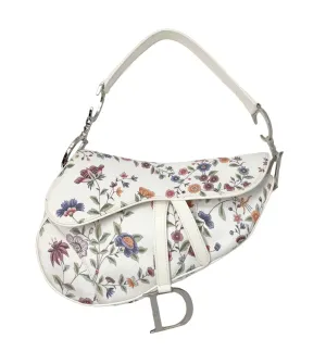 Dior White Floral Saddle Bag