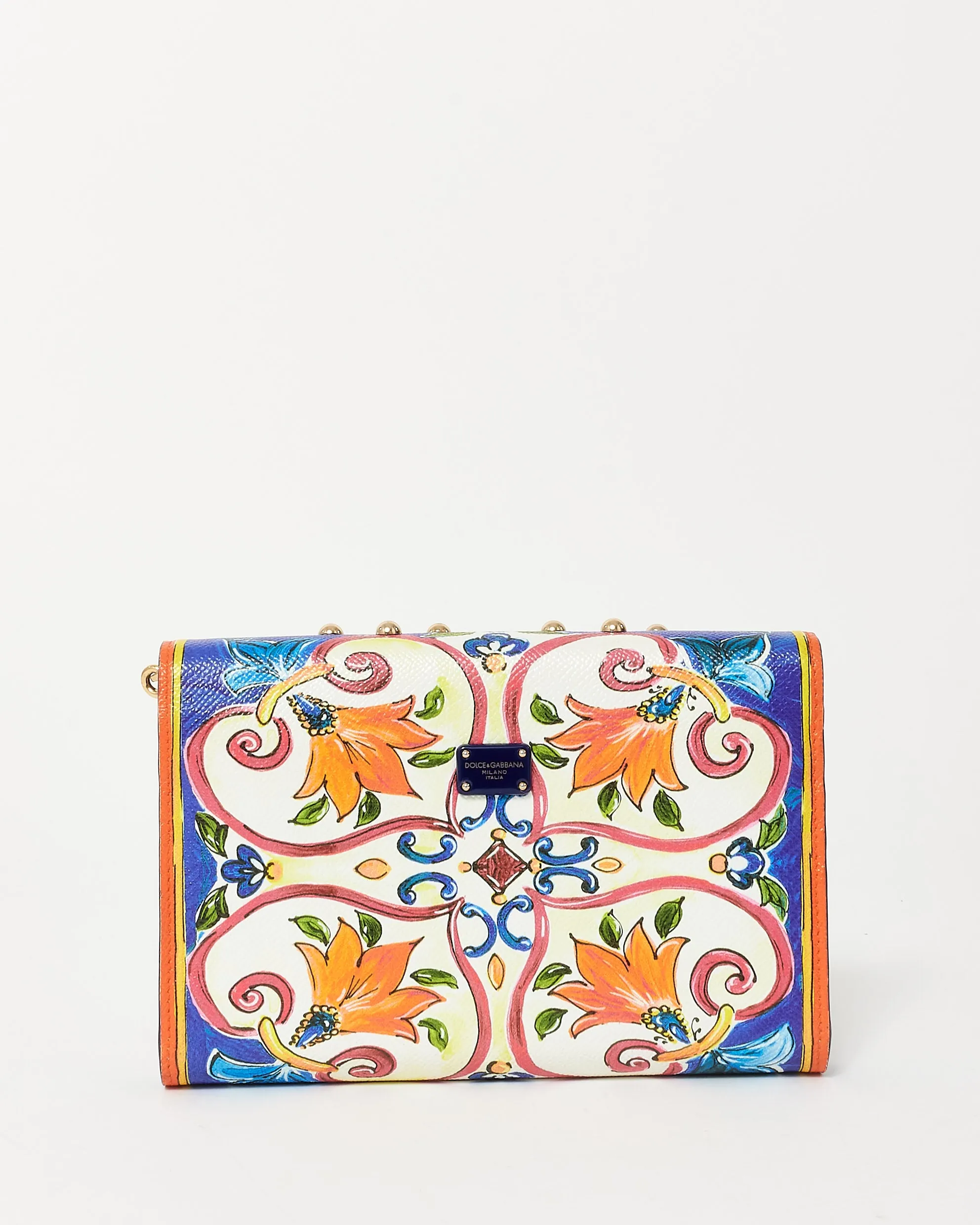 Dolce & Gabbana Leopard & Multi Color Coated Canvas Wallet On Chain