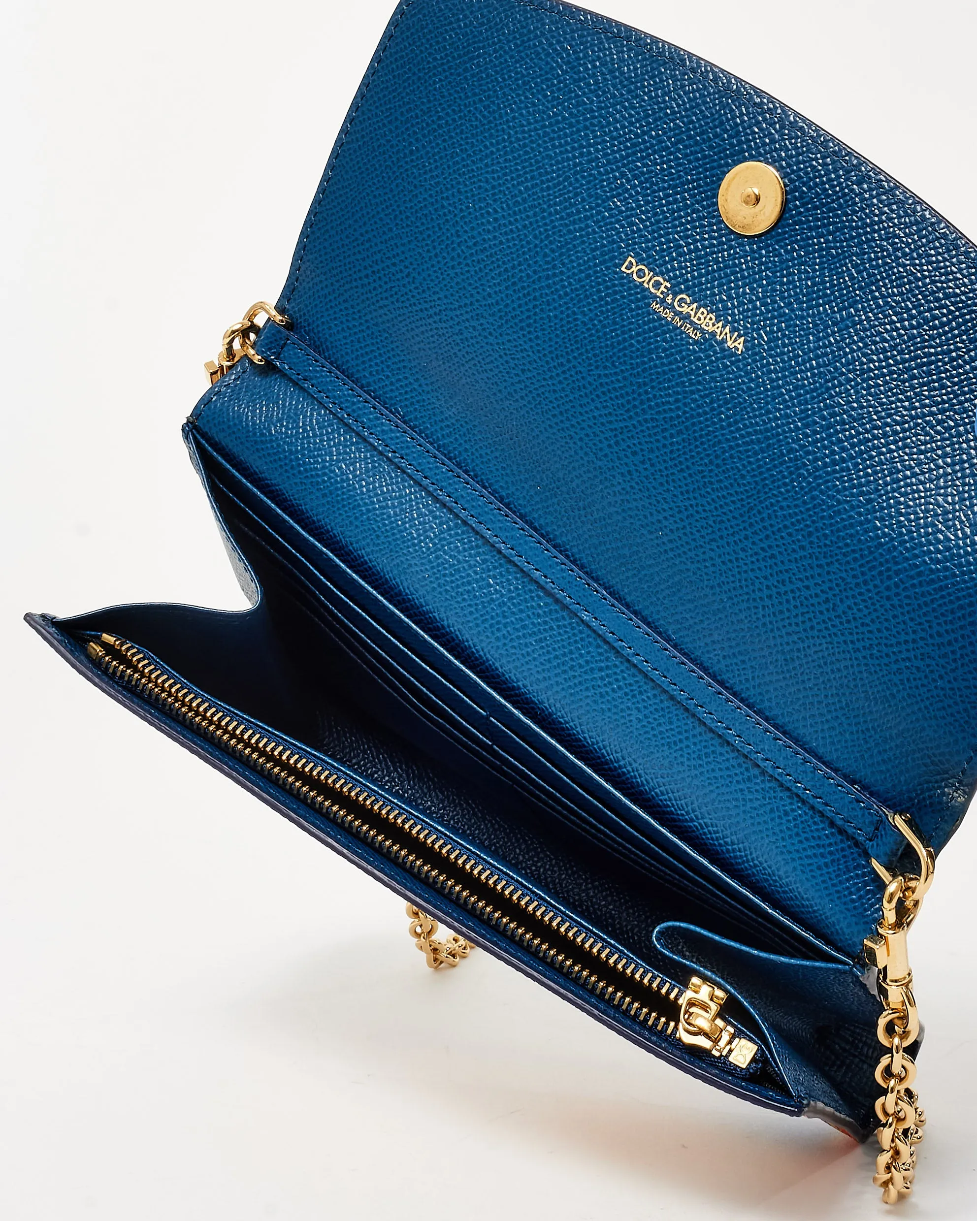 Dolce & Gabbana Leopard & Multi Color Coated Canvas Wallet On Chain