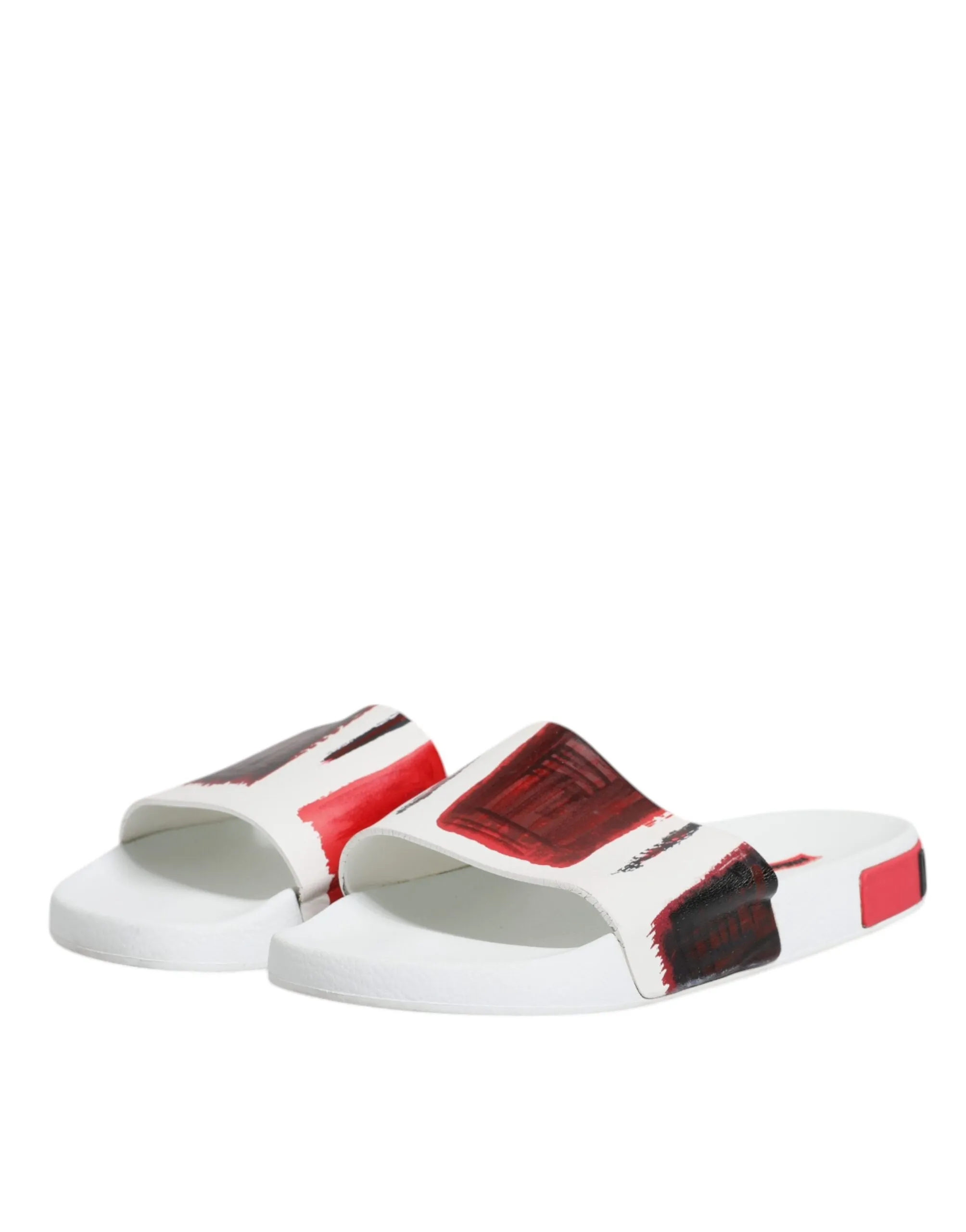 Dolce&Gabbana Men White Sandals 100% Leather Beachwear Casual Slide Shoes EUR 42