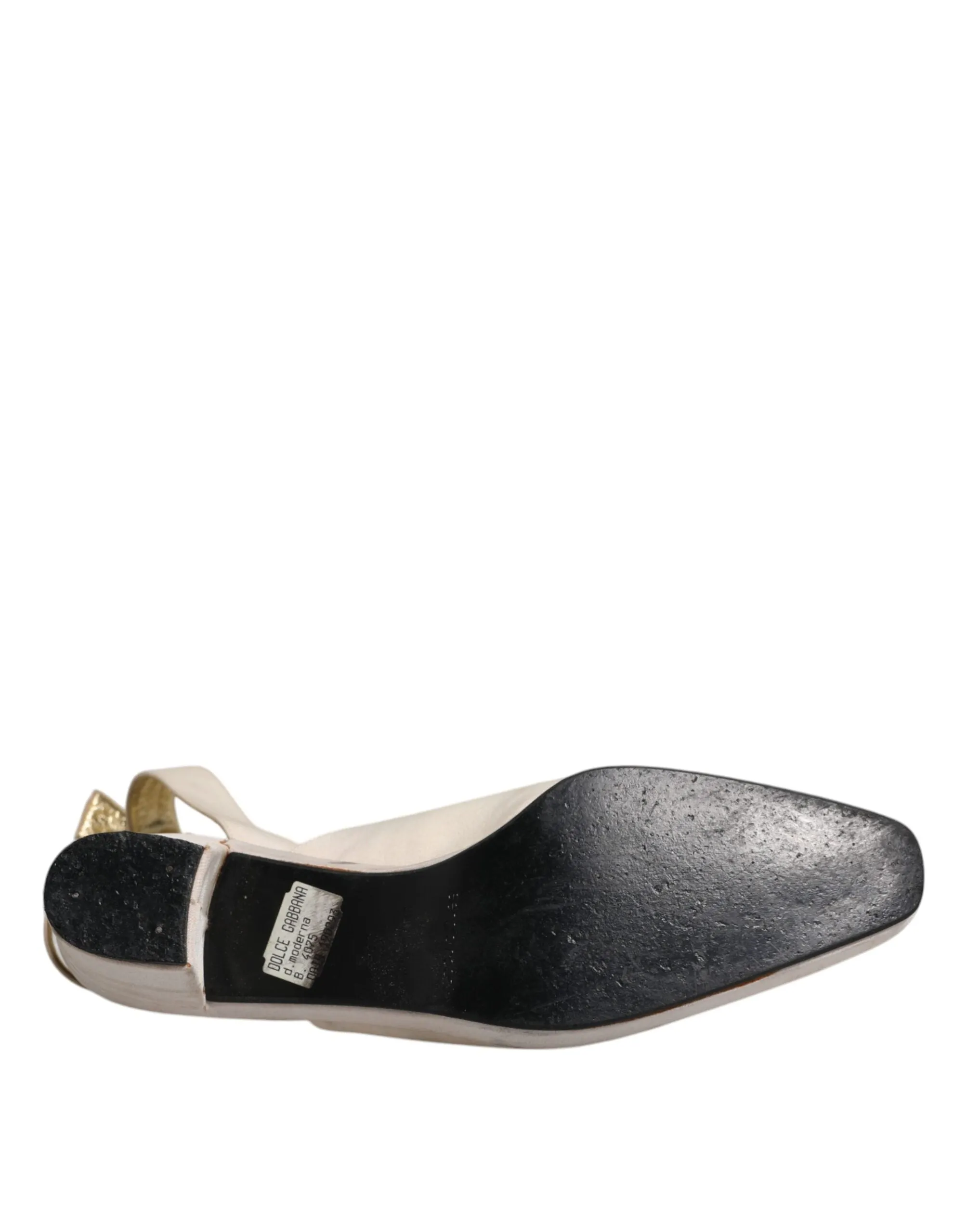 Dolce&Gabbana Women Off White Sandals Leather Solid Slingback Heel Shoes EUR 39