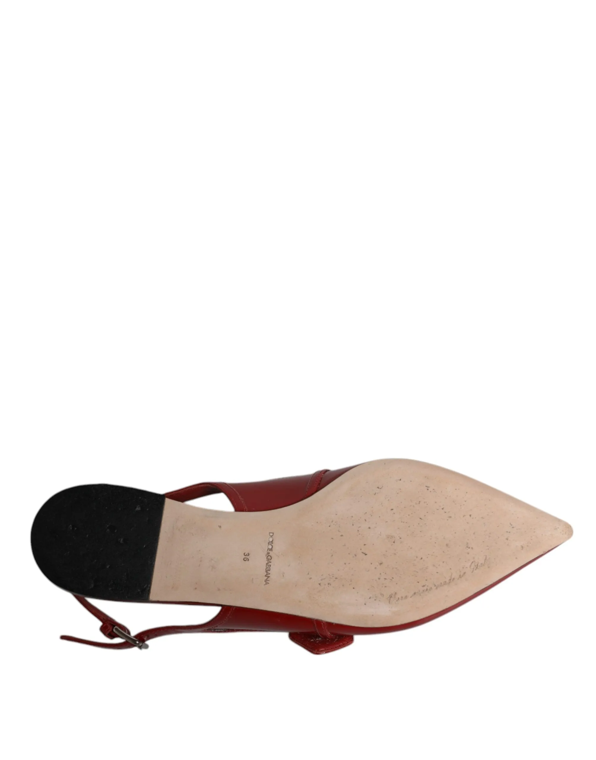 Dolce&Gabbana Women Red Sandals Patent Leather Solid Flat Slingback Shoes EUR 36