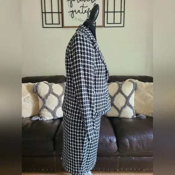 Donna Rae Tweed 2 Piece Skirt Set Black &amp; White Classic Business casual