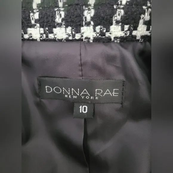 Donna Rae Tweed 2 Piece Skirt Set Black &amp; White Classic Business casual