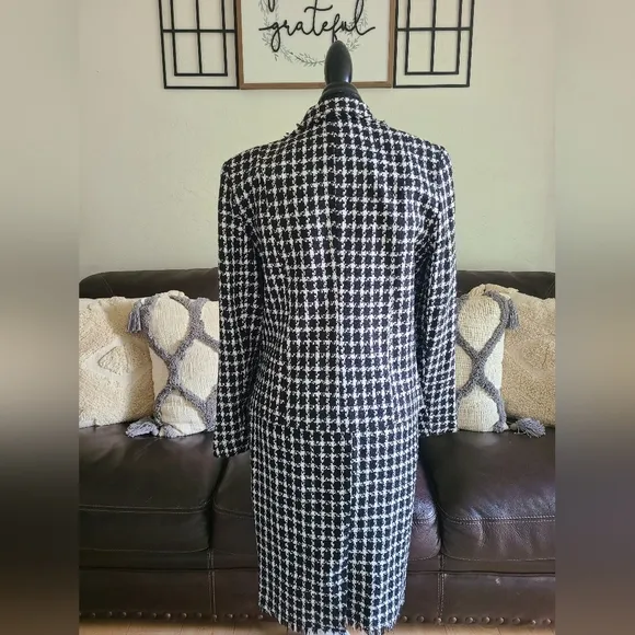Donna Rae Tweed 2 Piece Skirt Set Black &amp; White Classic Business casual