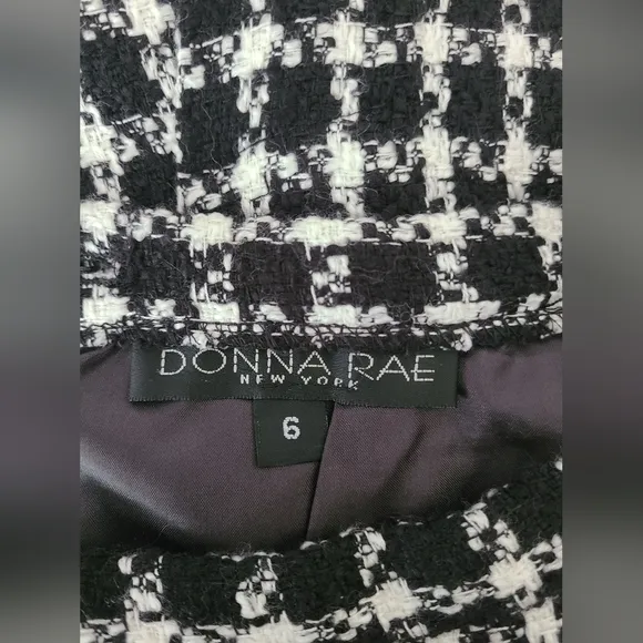 Donna Rae Tweed 2 Piece Skirt Set Black &amp; White Classic Business casual
