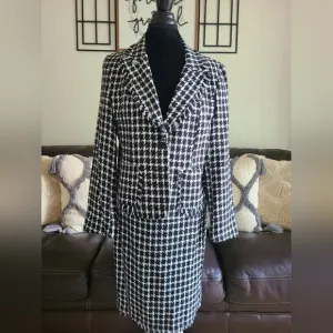 Donna Rae Tweed 2 Piece Skirt Set Black &amp; White Classic Business casual