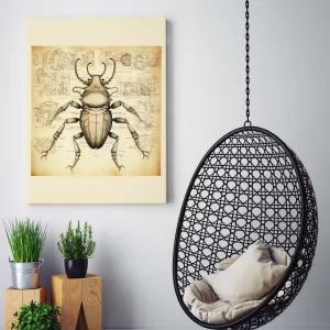 Drawings Beetle Da Vinci Style Vintage Framed Canvas Prints Wall Art Hanging Home Decor