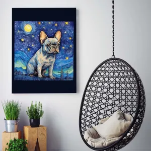 Drawings French Bulldog 02 Van Goh Style Vintage Framed Canvas Prints Wall Art Hanging Home Decor