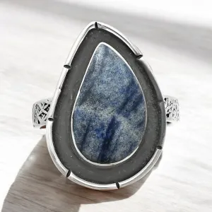 Dumortierite Blue Quartz Solid 925 Sterling Silver Ring 6.5