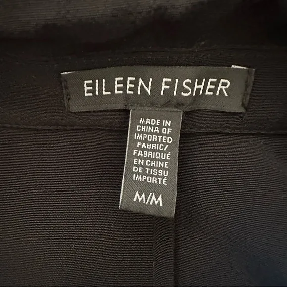 Eileen Fisher Black Two Buttons Front Long Sleeve Blazer Size M