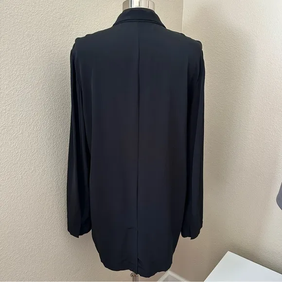 Eileen Fisher Black Two Buttons Front Long Sleeve Blazer Size M