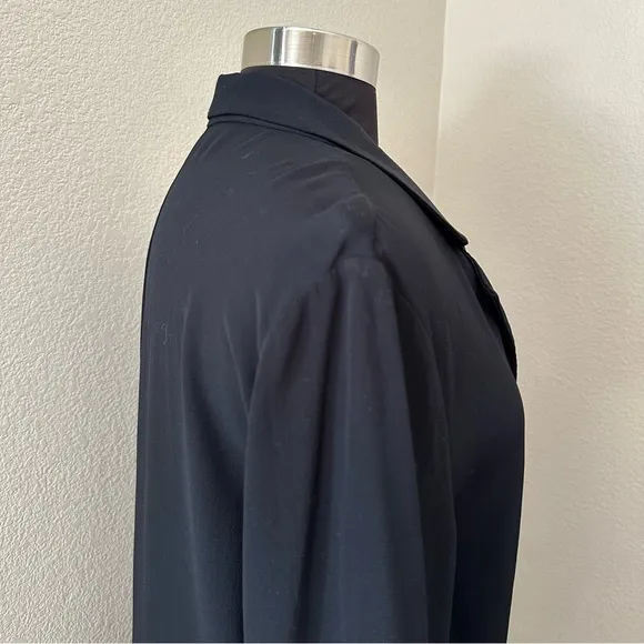Eileen Fisher Black Two Buttons Front Long Sleeve Blazer Size M