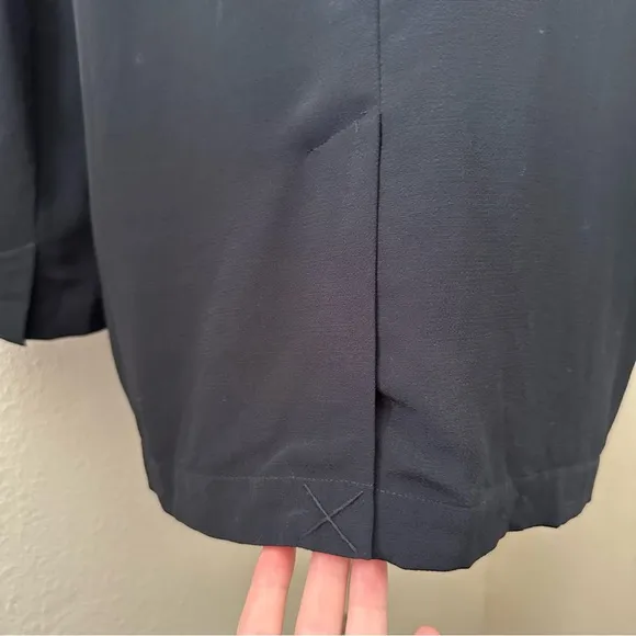 Eileen Fisher Black Two Buttons Front Long Sleeve Blazer Size M
