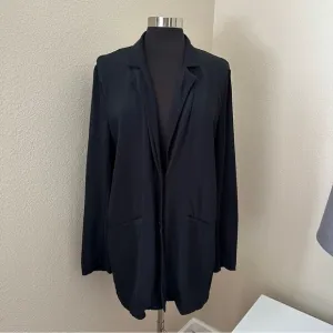 Eileen Fisher Black Two Buttons Front Long Sleeve Blazer Size M