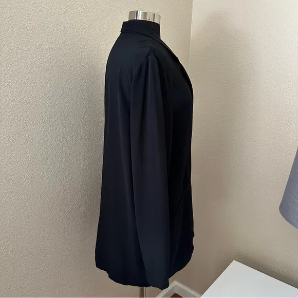 Eileen Fisher Black Two Buttons Front Long Sleeve Blazer Size M