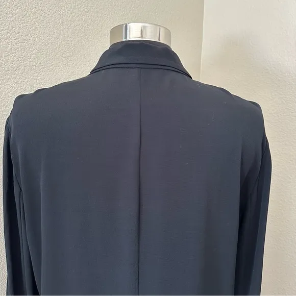Eileen Fisher Black Two Buttons Front Long Sleeve Blazer Size M