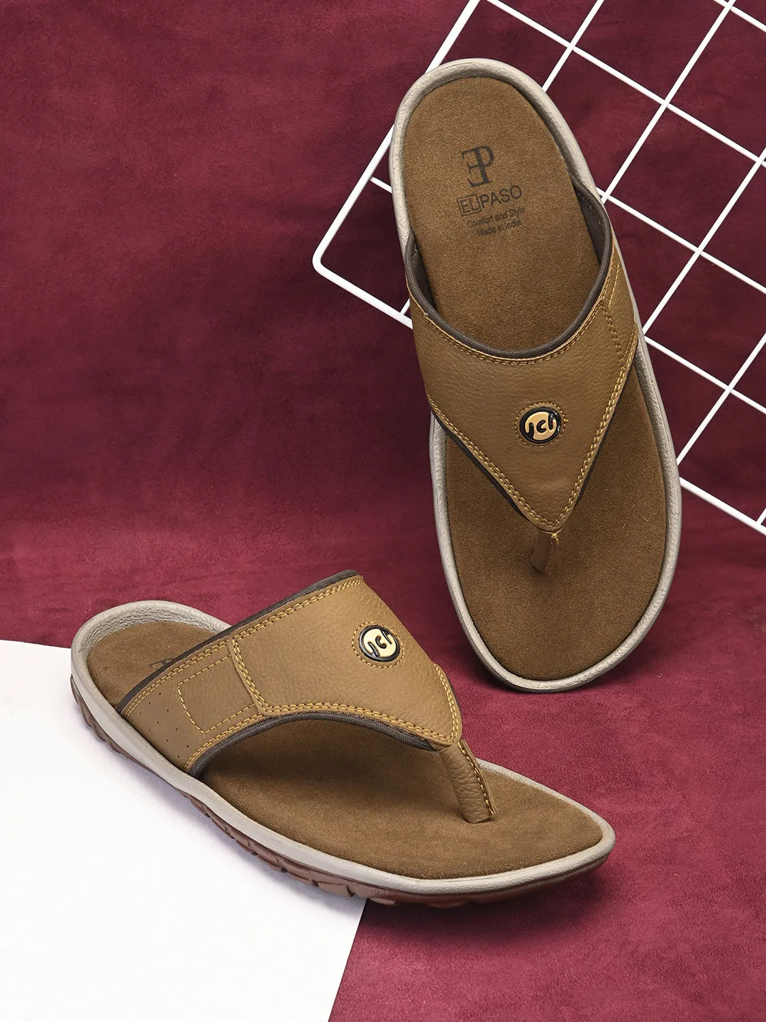 Elegant Tan Flip-Flop with Cushioned Footbed