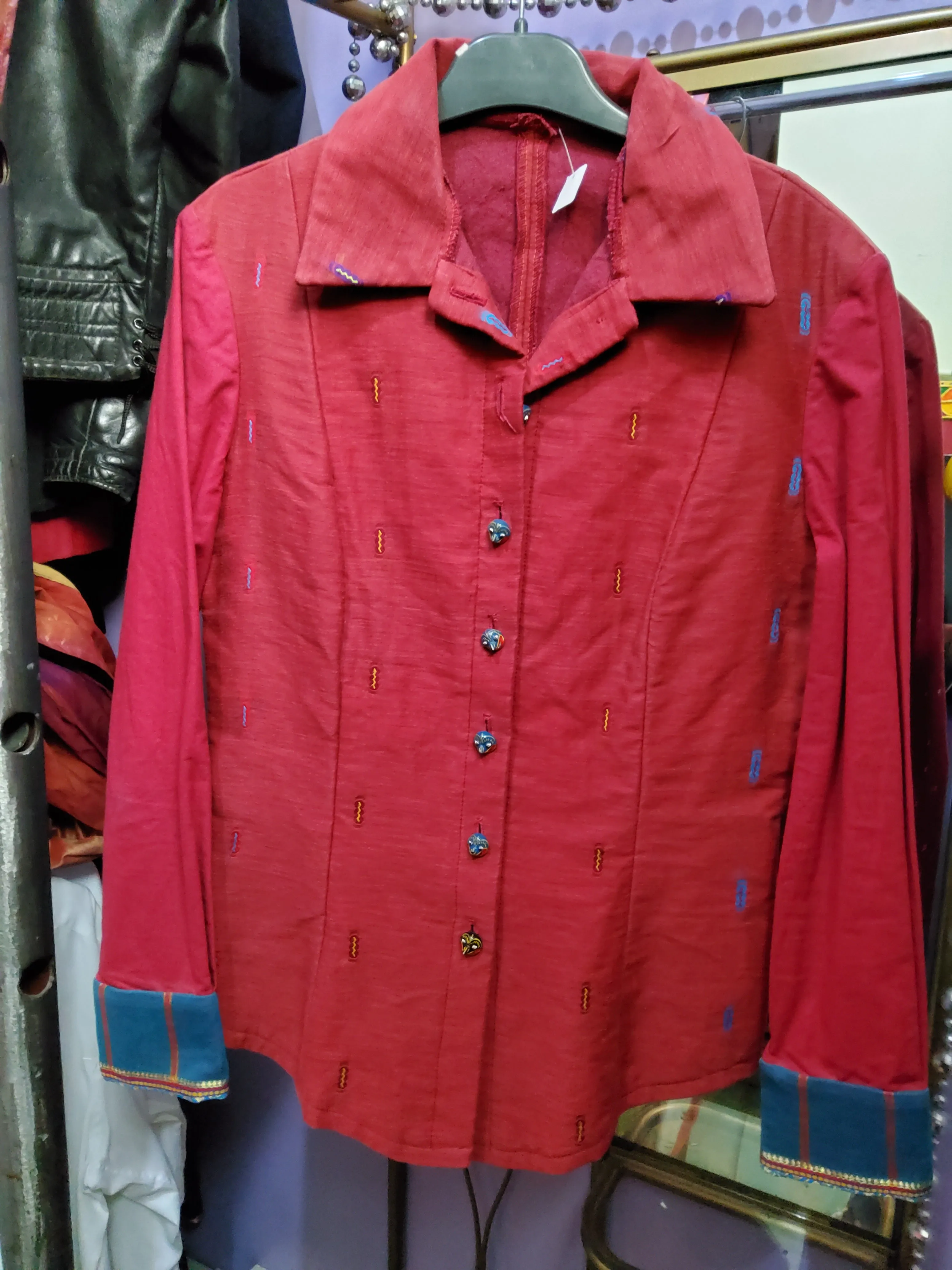 Embroidered canvas shirt