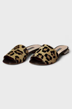 Emily Leopard Print Pony Hair Slide Sandal