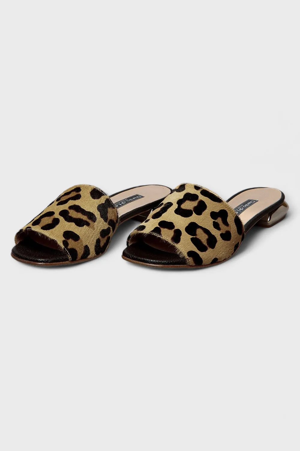 Emily Leopard Print Pony Hair Slide Sandal