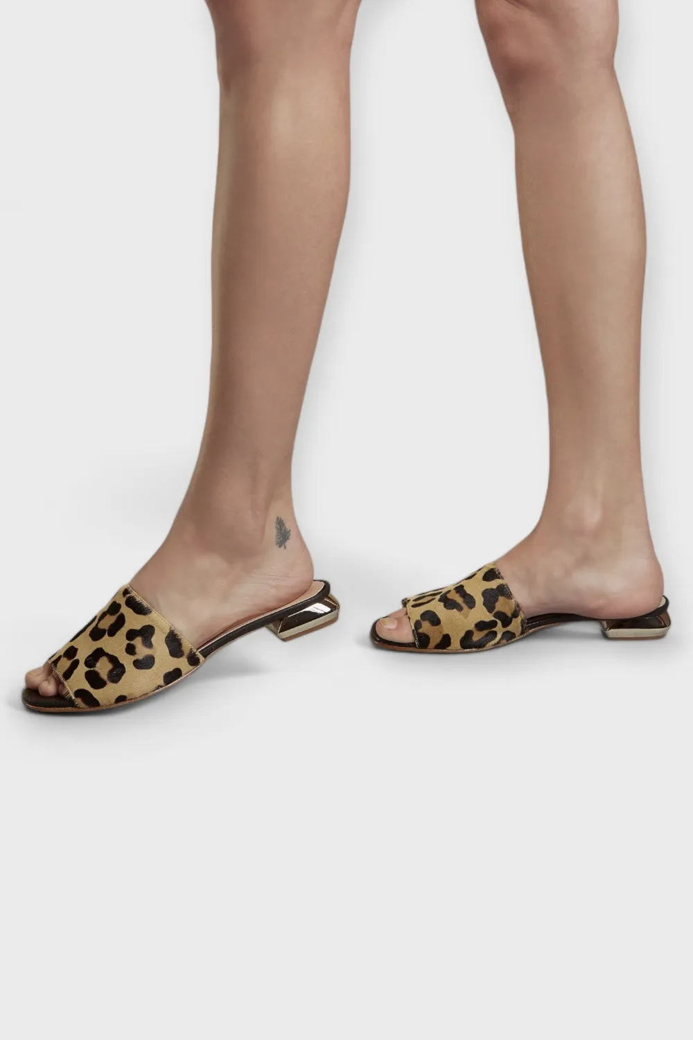 Emily Leopard Print Pony Hair Slide Sandal