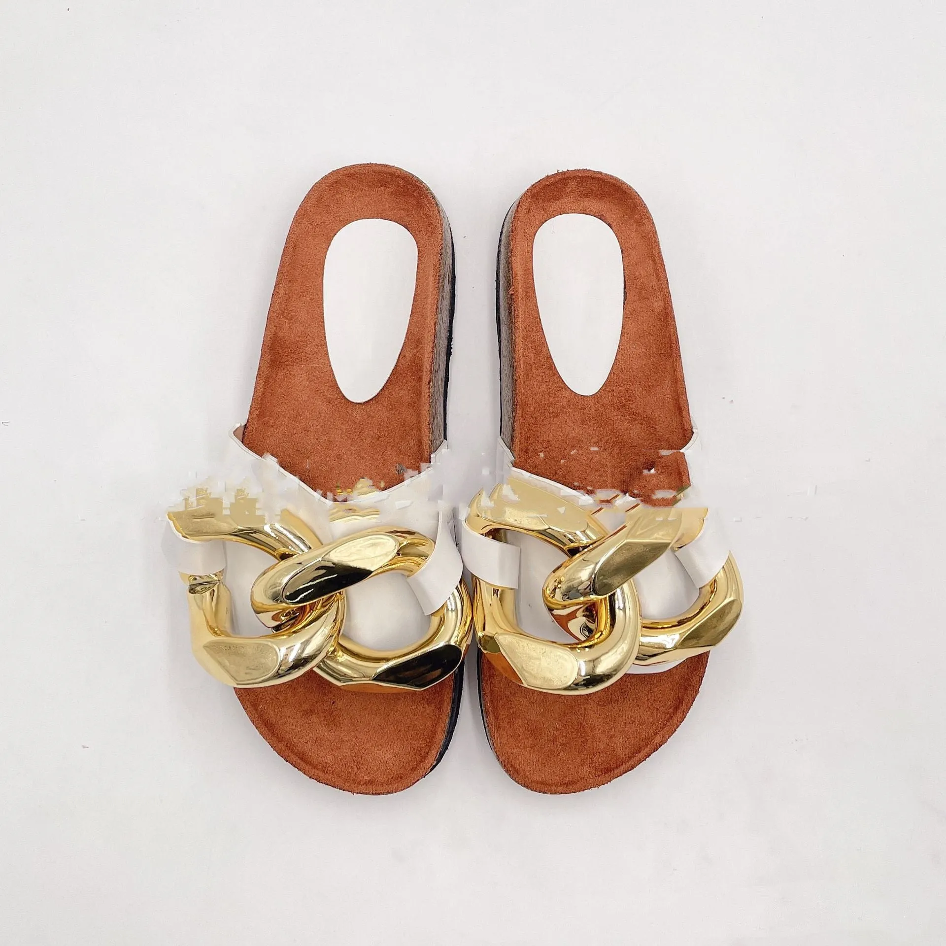 European And American Fashion Gold Chain Slippers