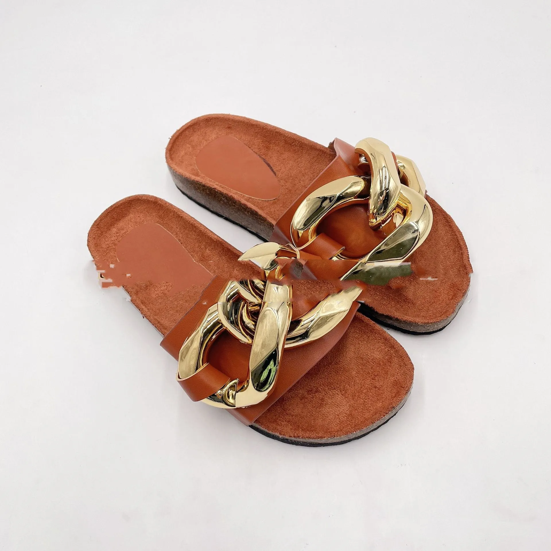 European And American Fashion Gold Chain Slippers