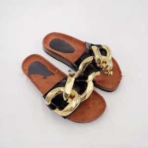 European And American Fashion Gold Chain Slippers