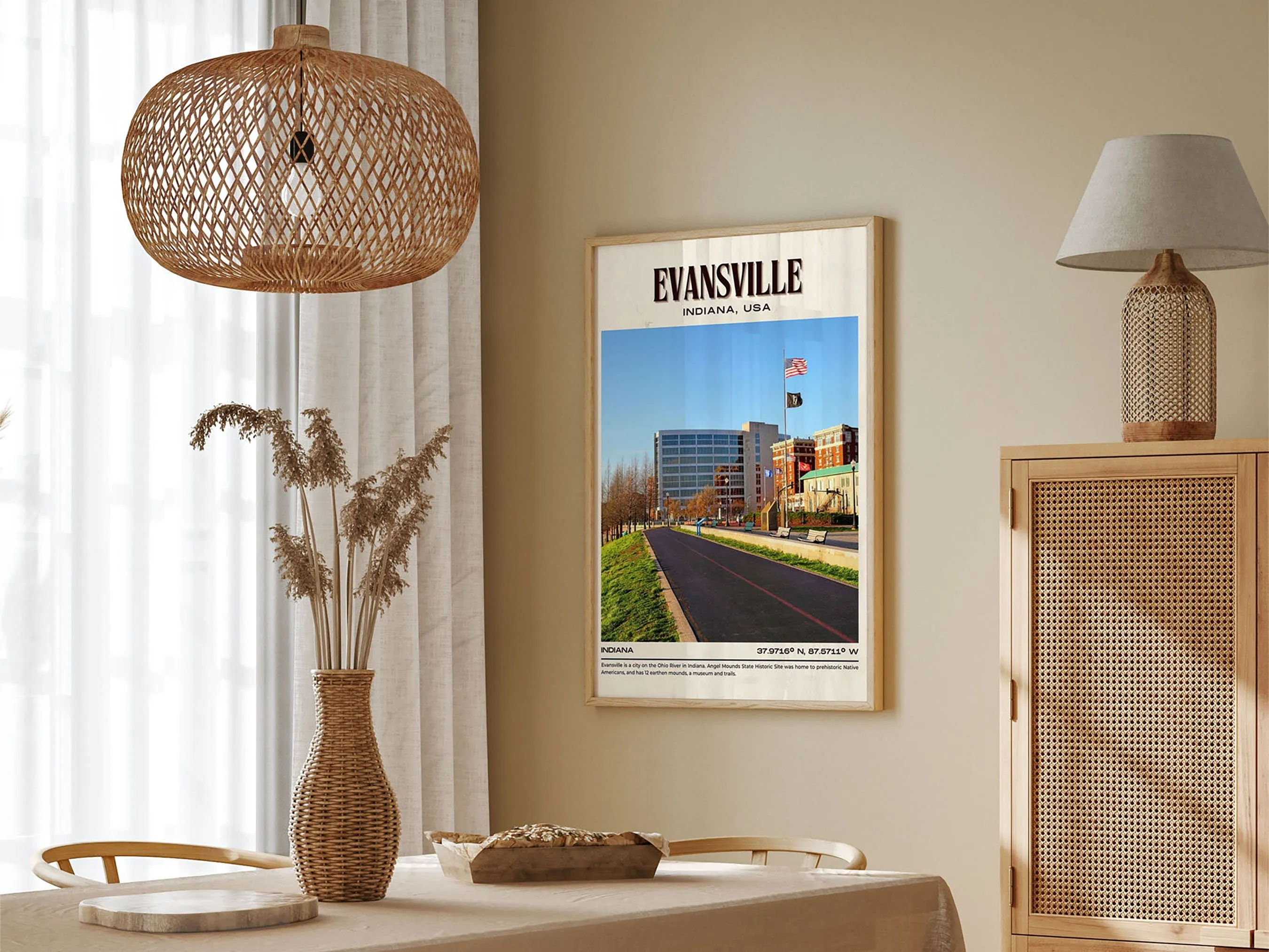Evansville Vintage Wall Art, Indiana, USA