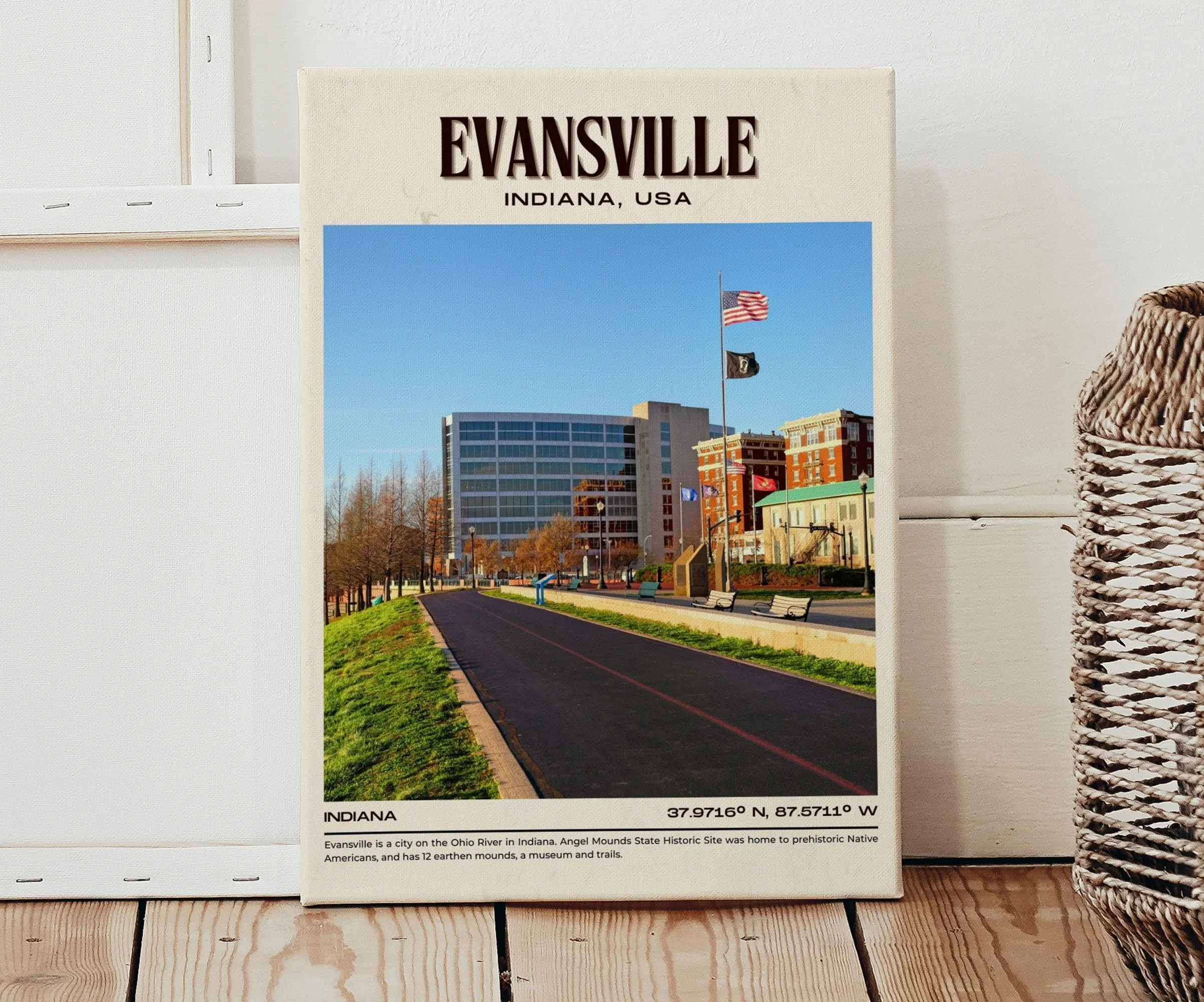 Evansville Vintage Wall Art, Indiana, USA