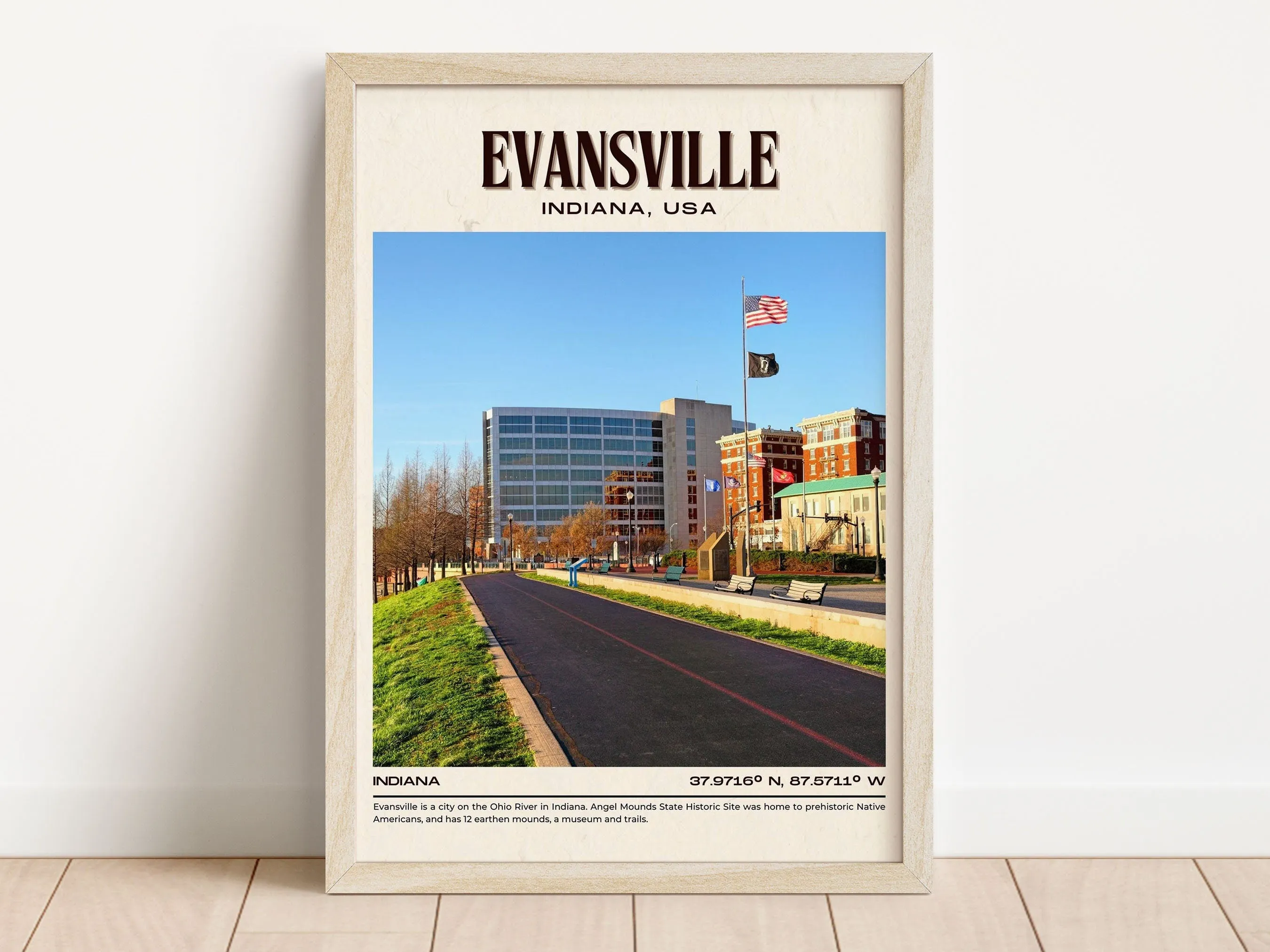 Evansville Vintage Wall Art, Indiana, USA