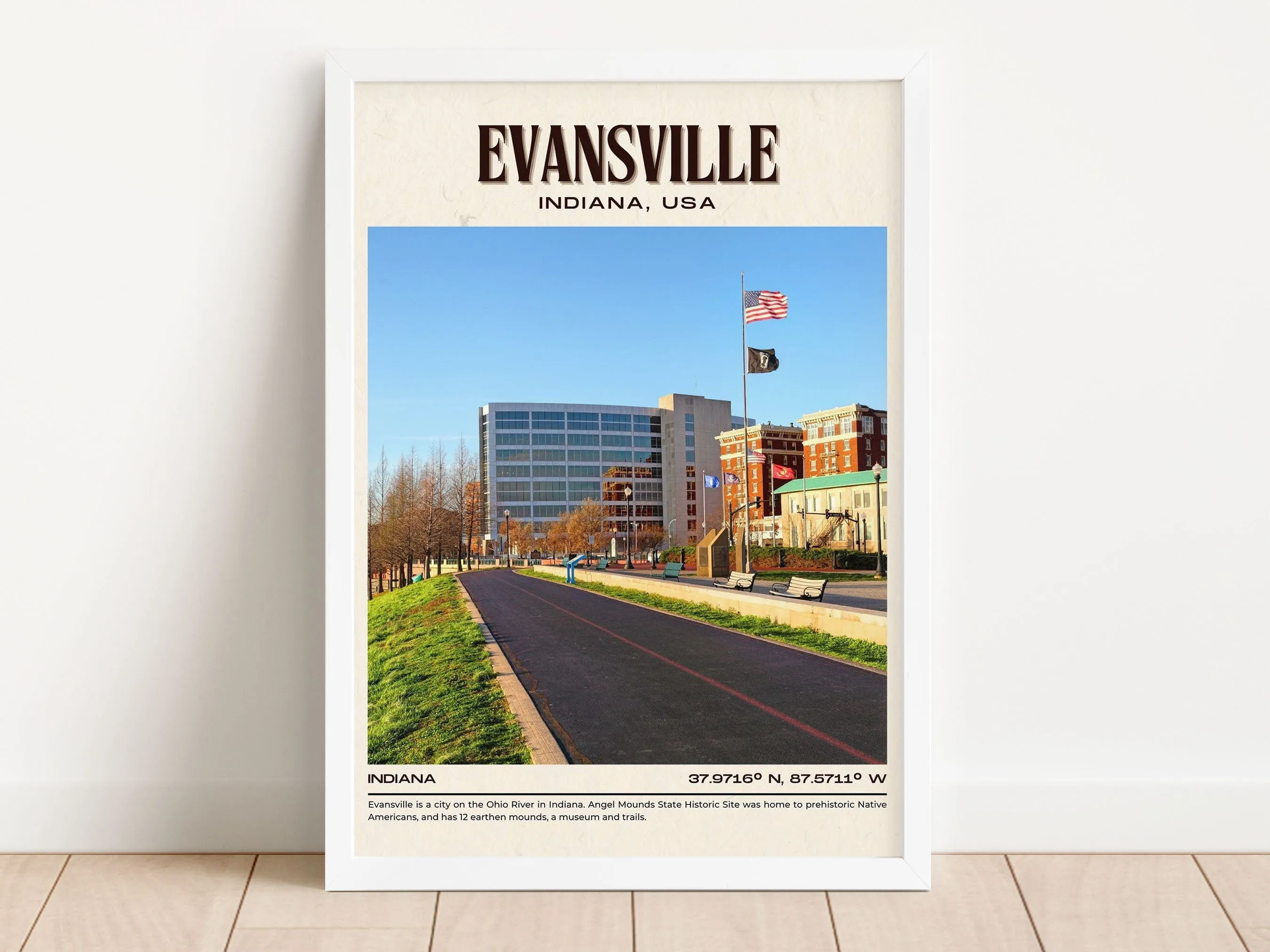 Evansville Vintage Wall Art, Indiana, USA