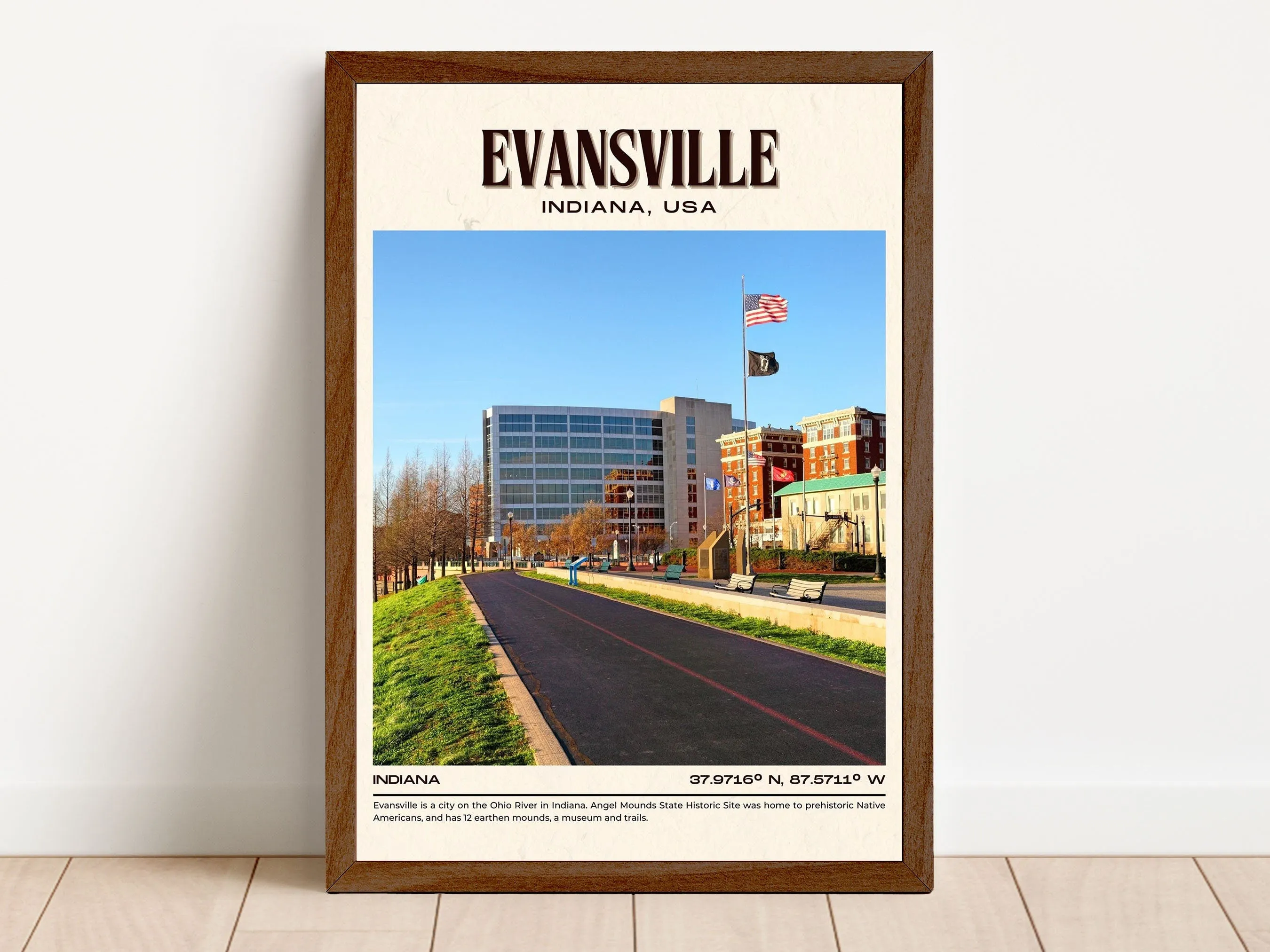 Evansville Vintage Wall Art, Indiana, USA