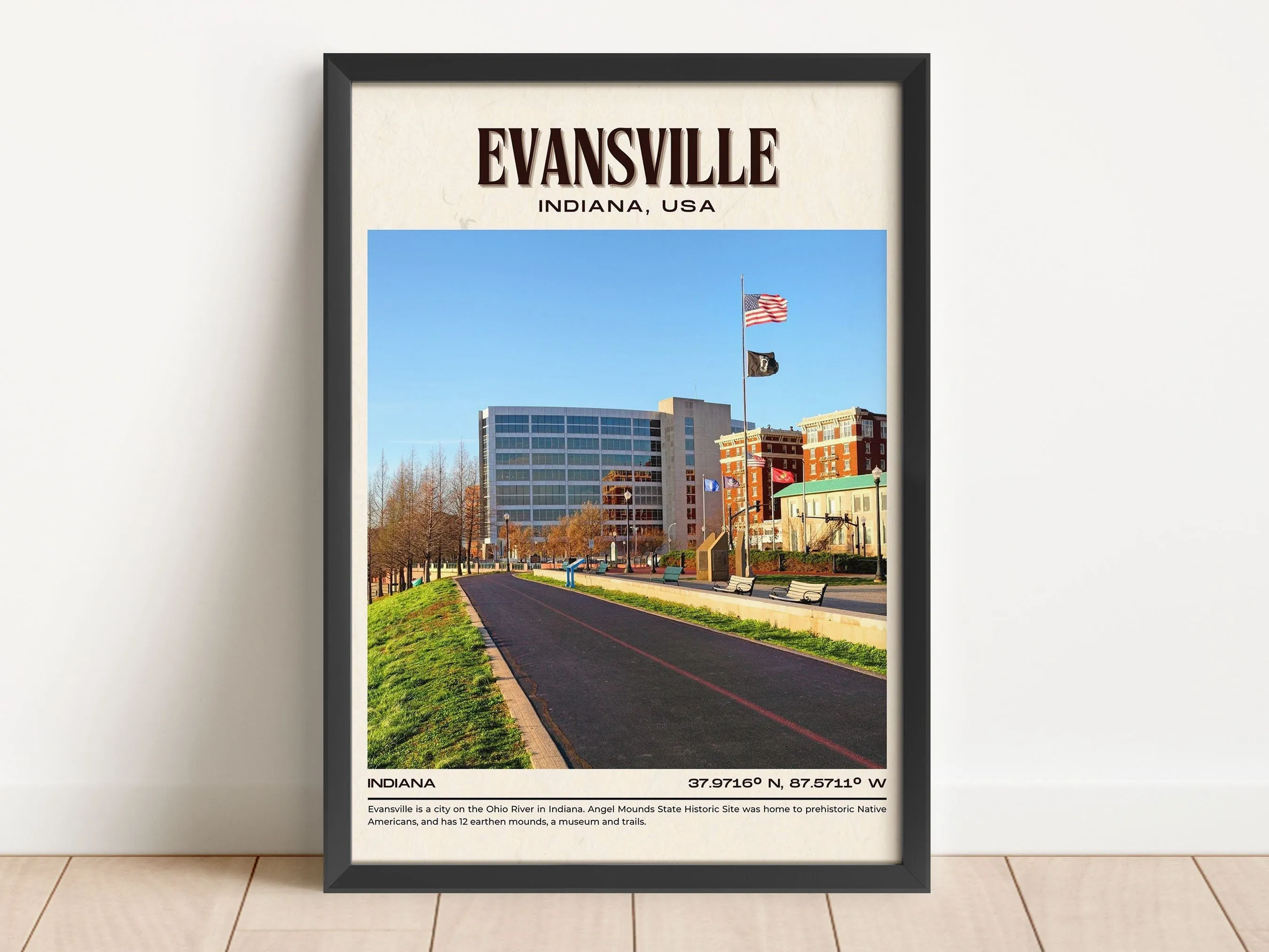 Evansville Vintage Wall Art, Indiana, USA