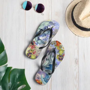Exclusive Dolphins at Play Flip Flops Artwork by Jim Mazzotta