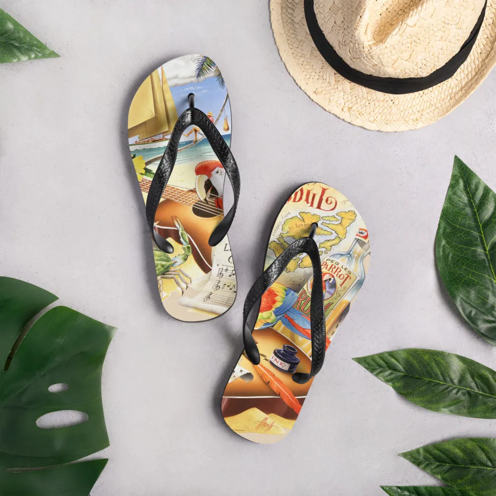 Exclusive Live Life Like a Classic Song Printed Flip Flops Artwork by Jim Mazzotta